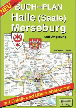 Buchstadtplan Halle (Saale) , Merseburg und Umgebung 1 : 20 000-Barthel Dr. Clearance