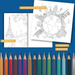 frechverlag GmbH Colorful World Weltreise - Fernweh-Ausmal-Koffer Sale