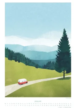DuMont Kalenderverlag DUMONT - Rivers: Feeling Nature 2026 - Wandkalender 30x42 cm - Outdoor-Illustrationen von Henry Rivers, dekorative Poster im minimalistischen Design Hot