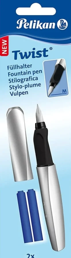 Füller Twist, Feder M, Silver, universell für Rechts- und Linkshänder-Pelikan Discount