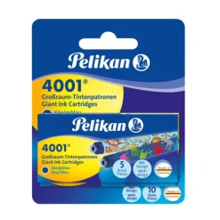 Tintenpatronen 4001® 2 x 5er Set Patronen mit bunt bedruckten Großraum-Patronen, Königsblau-Pelikan Hot