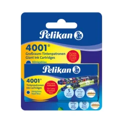 Pelikan Tintenpatronen 4001® 2 x 5er Set mit bunt bedruckten Patronen für Lamy-Füller, Königsblau Clearance