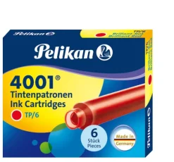 Pelikan Tintenpatronen 4001® Set mit 6 Standard-Patronen, Brillant-Rot Hot