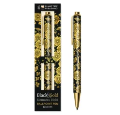 Premium Kugelschreiber: Uematsu Hobi, Chrysanthemen Schwarz & Gold-BrownTrout New