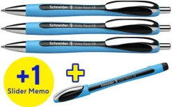 Schneider Schreibgeräte Schneider 3x Kugelschreiber Rave Box + 1x Memo schwarz, 4er Set