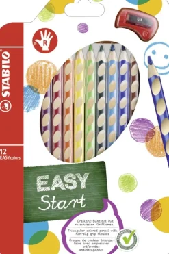 Buntstifte EASYcolors, 12er Set mit Spitzer, Rechtshänder-Stabilo Discount