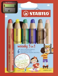 Buntstifte woody 3in1, 6er Set mit Spitzer-Stabilo Sale