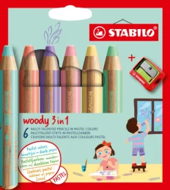 Buntstifte woody 3in1 Pastell 5er +Spitzer-Stabilo Hot
