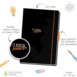 TRÖTSCH - Schülerkalender Specials mit Gummiband und Stifthalter Uni Black 26/27-Trötsch Verlag GmbH